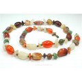 vechi colier cu pietre naturale : agate iraniene, carnelian, crisopraz, ametist, pustanite